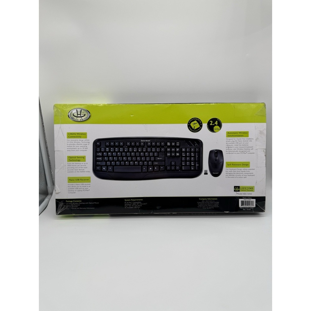 Gear Head KB5150W Wireless Keyboard‎ & Optical Mouse Combo 2.4GHz USB Receiver